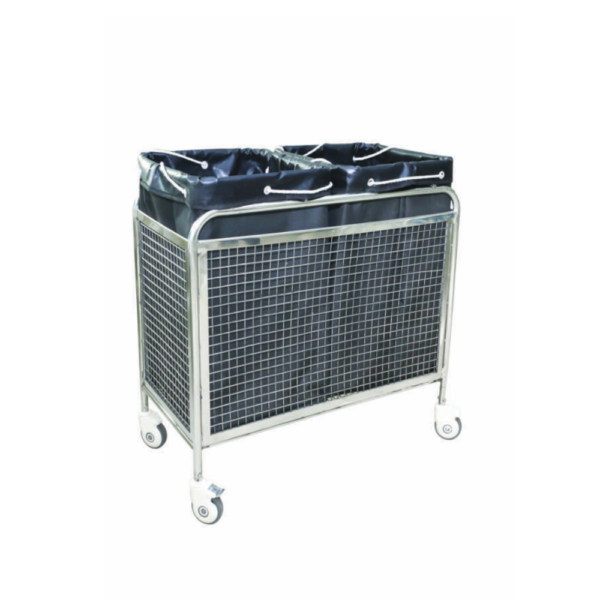LINEN TROLLEY WITH TWO CANVAS BAGS & SS MESH FRAME